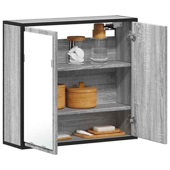 VidaXL Bathroom Mirror Cabinet Sonoma Grey Engineered Wood, Mirror Cabinet, Makeup Cabinet with Mirror, 849257