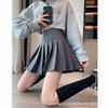 Women's Gray High Waist A-Line Pleated Skirt - Summer 2025 Short JK Style for Spring & Autumn Students