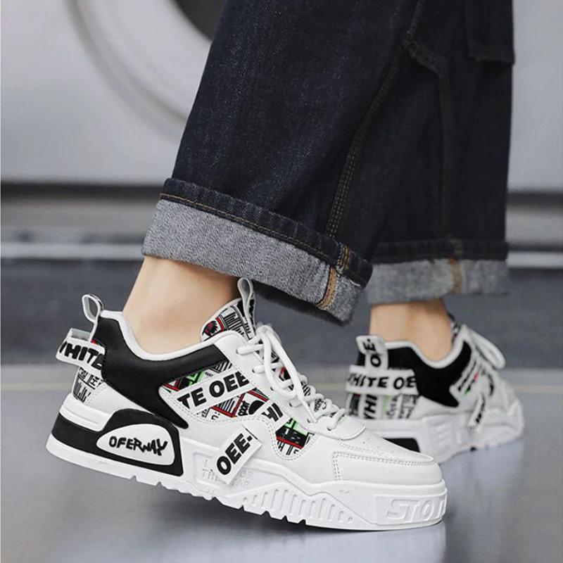 Graffiti Casual Shoes for Men Comfort Men's Sneakers Fashion Male Platform Shoes All-match Men's Leisure Shoes Platform Sneakers