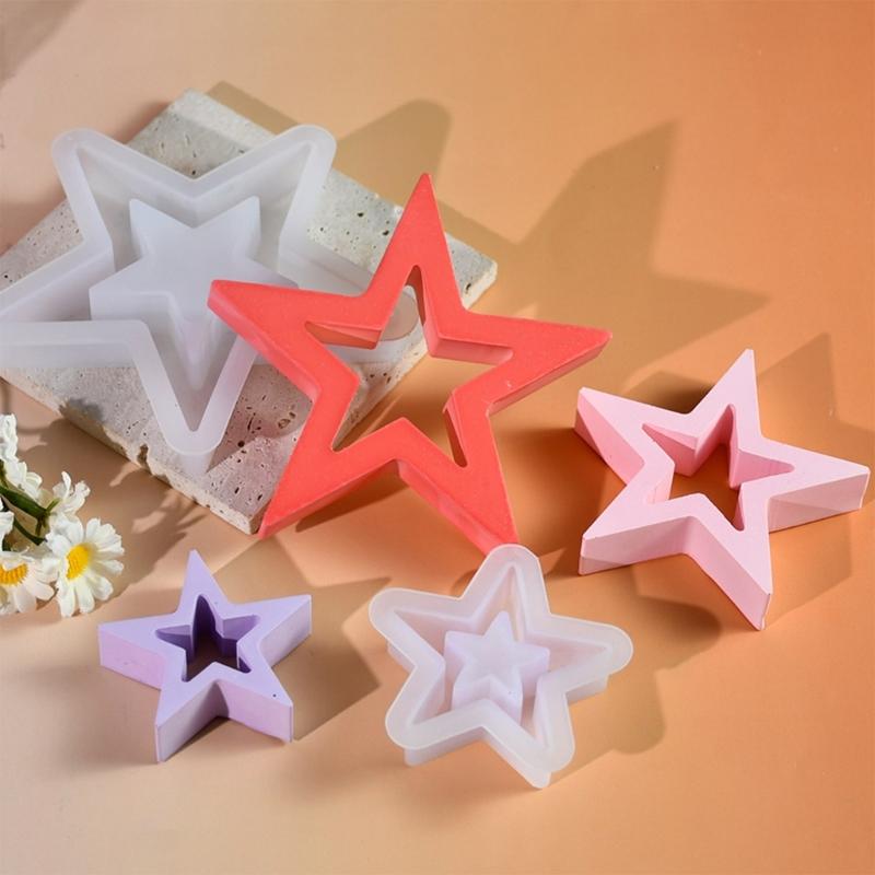 Pack of 3 Creative Hollow Star Silicone Molds Crafting Moulds Silicone Ornament Molds Star Statue Molds Silicone Texture