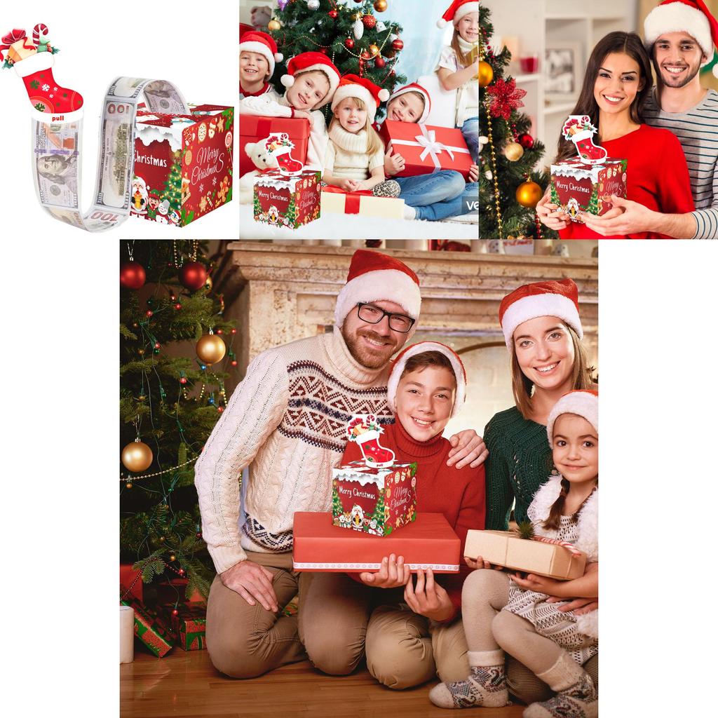 Red Christmas Theme Pattern Gift Box For Gift Packaging And Seasonal Party Decor