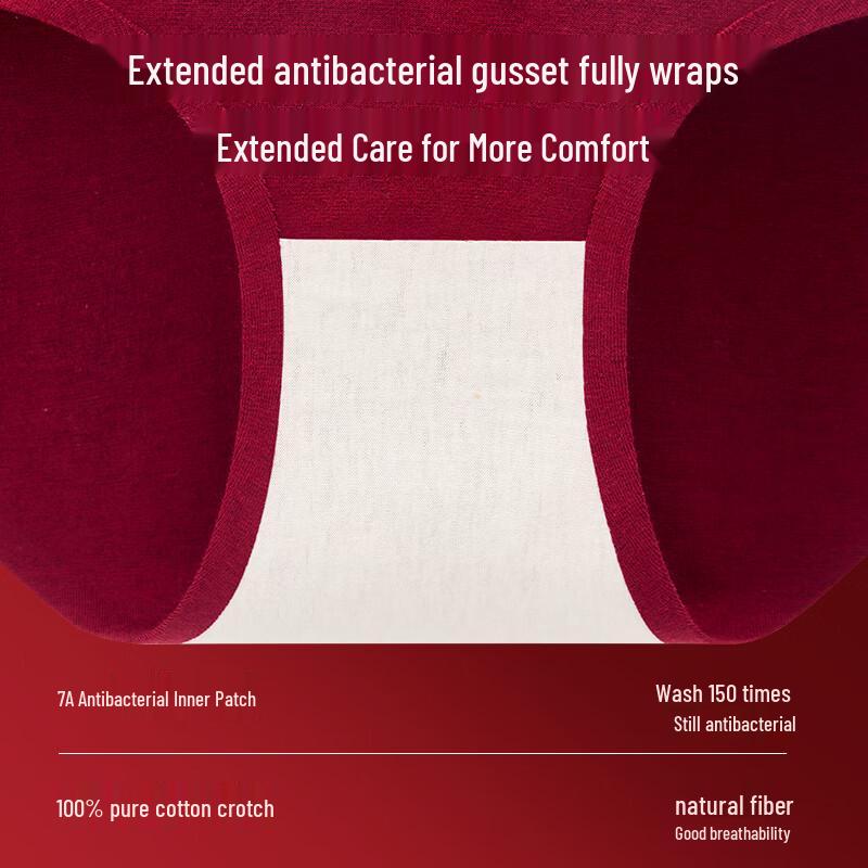 Mei Ya Ting Women's Red High-Waist Cotton Briefs (3-Pack)