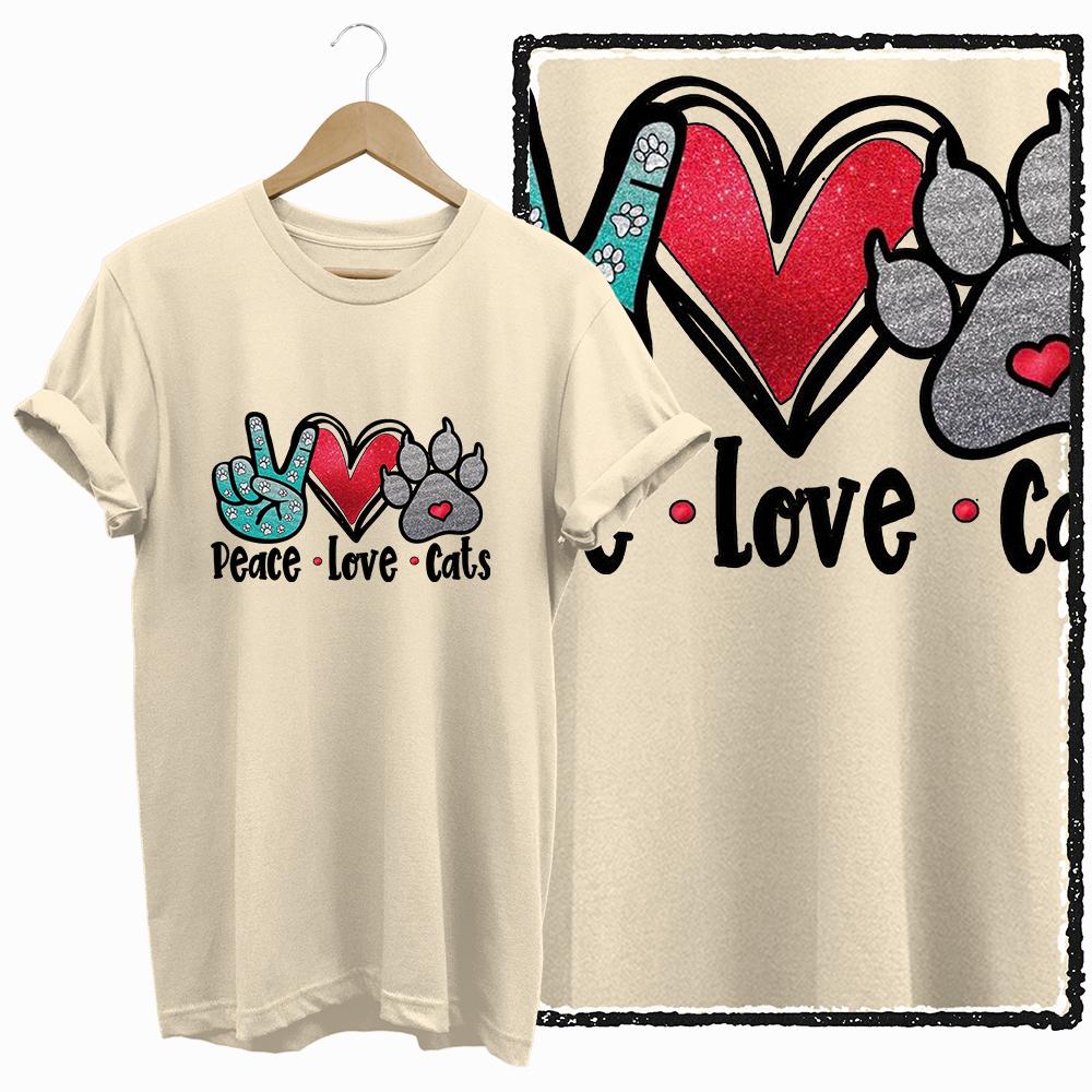 COOLMIND 100% cotton BEIGE cat print exclusive graphic women T shirt big size loose cotton cat lover women tshirt LOVELY cat tee