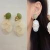 French Long Mother Of Pearl Clip On Earrings Exaggerated Fringed Flower Design Elegant Petals For Non Pierced Ears