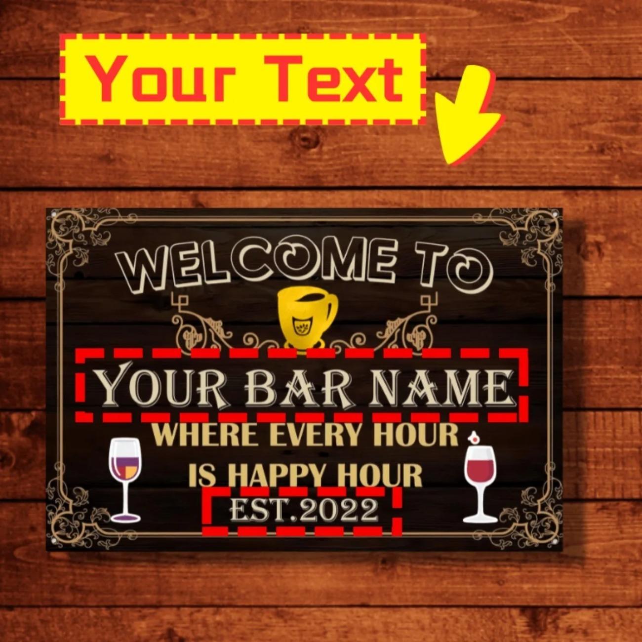 

Personalized Retro Pub Tin Sign Home Wall Decor белый