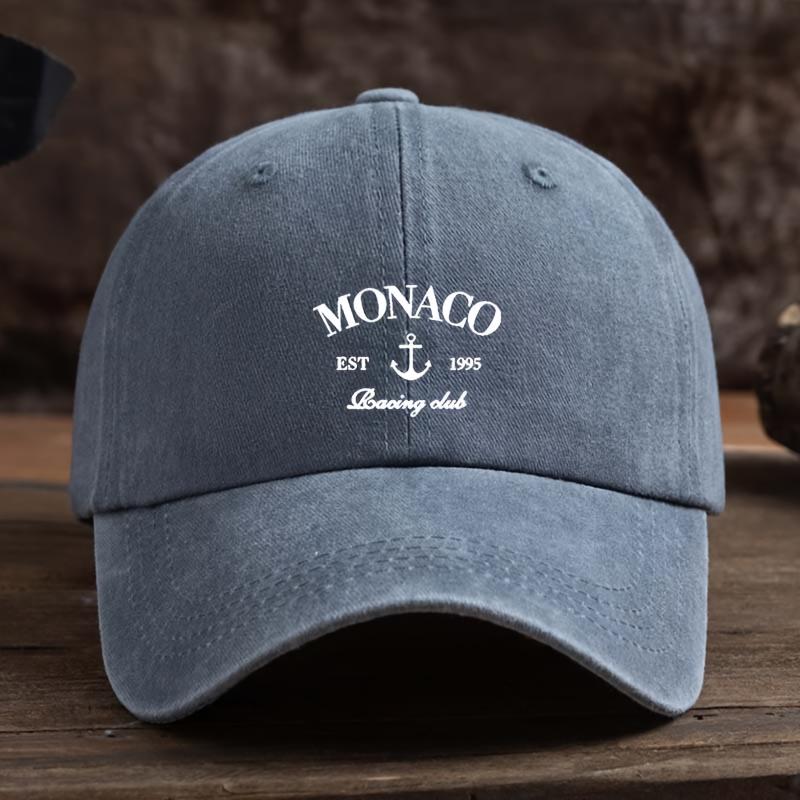 Mens Monaco Retro Baseball Cap with Monaco Print Adjustable Snapback Machine Washable Polyester Hat Suitable for Casual