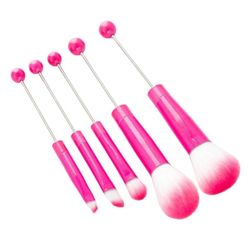 5pcs/set Makeup Brushes Metal Handle Beaded Makeup Brush with Soft Bristles for Makeup DIY Brush Eye Makeup Accessories