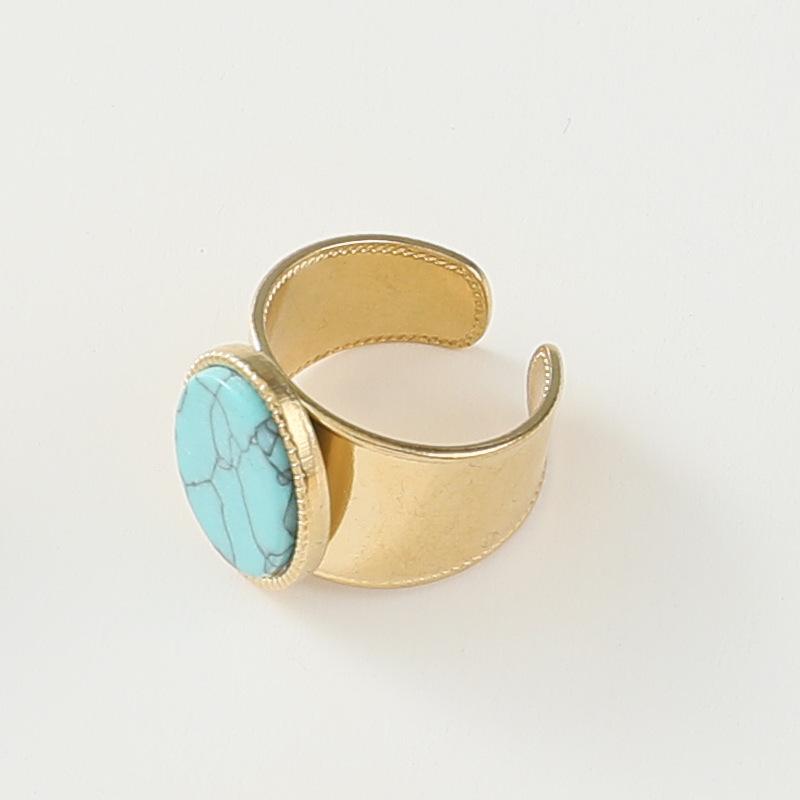 

Винтажное женское кольцо из нержавеющей стали с бирюзой в европейском и американском стиле Adjustable Opening
