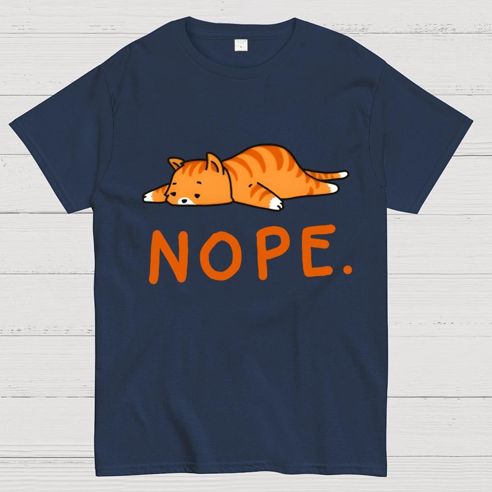 Nope Lazy Cat Cotton Summer Casual Cool Loose T-Shirt
