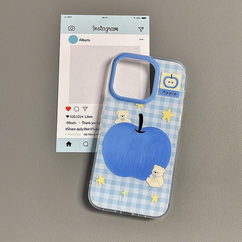 Blue Apple Bear Applicable Apple 16pro Mobile Phone Case New IPhone15promax Cartoon 13 Personality 17