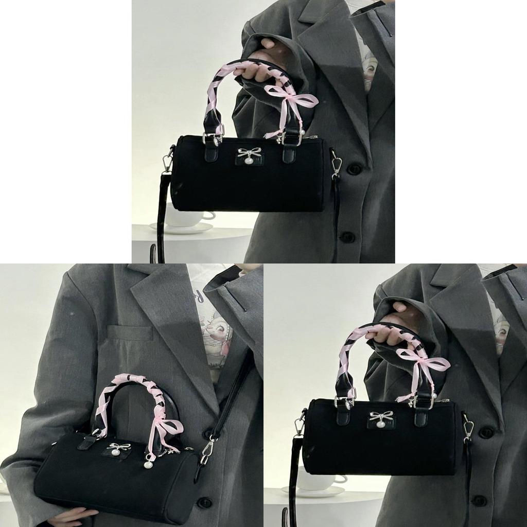 Black Bag Pu Leather Handbag With Zipper Closure And Card Pocket For Daily Use