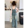  Kids Girls Denim Overalls Casual Wide Leg Star Embroidered Jumpsuit For Children