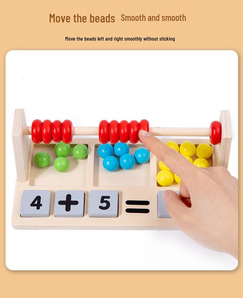 Wooden Children's Multifunctional Abacus and Calculating Rack - Educational Math Toy with Beads for Primary Students.