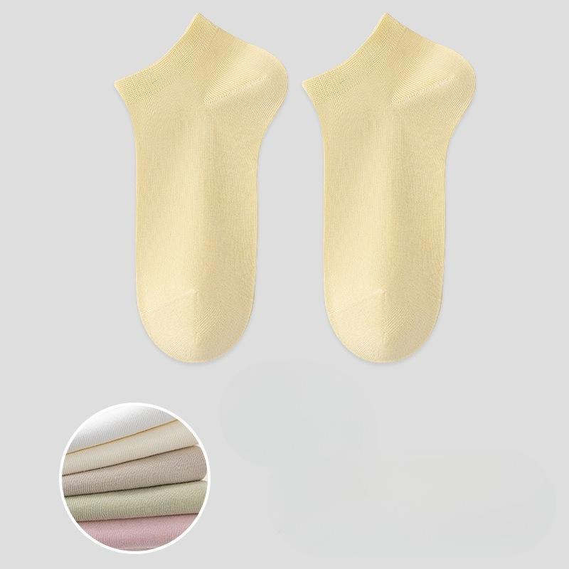 Women's Summer Thin Cotton Pure Color Mesh Breathable Sweat Absorption Deodorant Boneless Socks