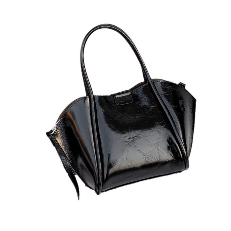 Fashion Women's Bag Genuine Leather Bat Cladding Oil Waxed Cowhide Handbag Premium Touch Straddle Bag