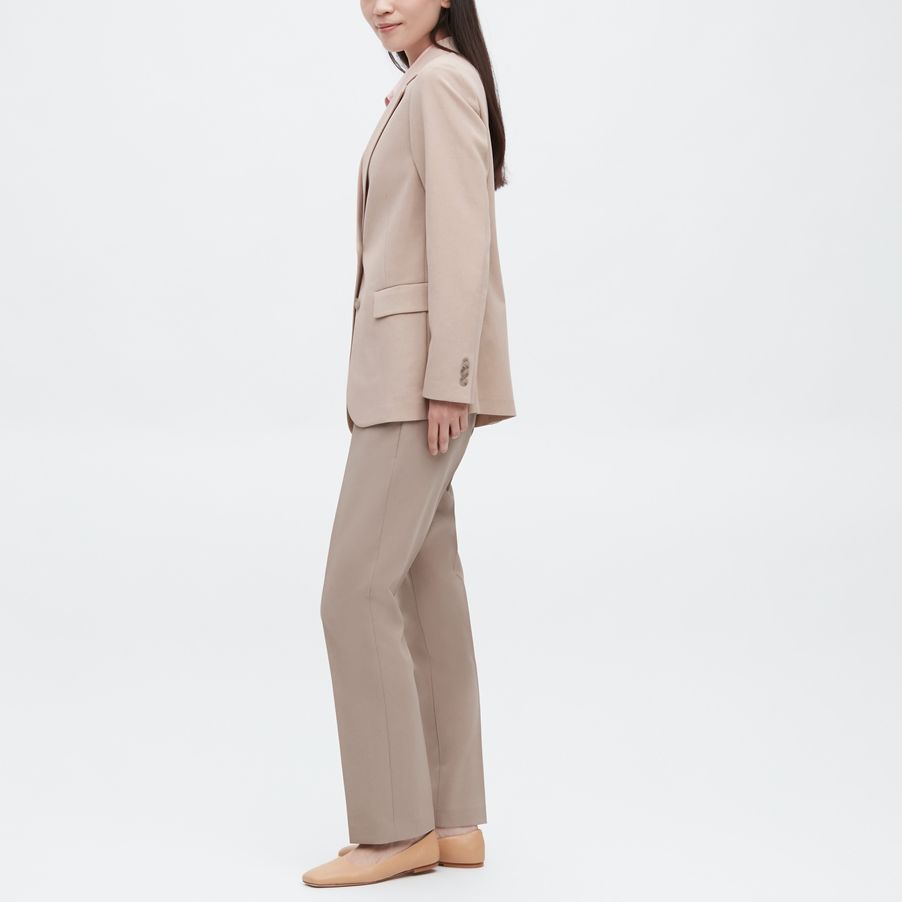 Uniqlo Solid Color Single-Breasted Long Sleeve Blazer Women Blazers Dark-Beige 445167-32