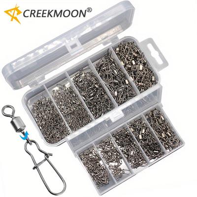 95/210 PCS Set Fishing Connector Gear Kit 2-10# Stainless Steel Pin Bearing Rolling Swivel Snap For Lure Hook Tackle Accessories 260319