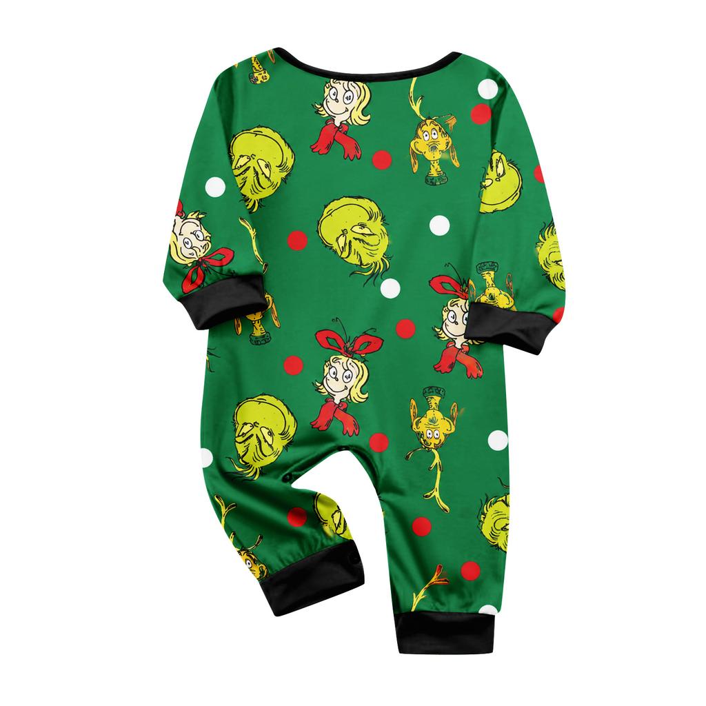 Family Matching Christmas Print Round Neck Long Sleeve Top and Pants Loungewear Set