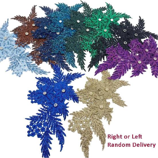 4er-Pack 3D-Blumen-Pailletten-Applikation mit Strass-Glitzer-Perlen-Stickerei, Stoff-Spitzenbesatz für Hochzeit, Brautkleid, Kleid, Tasche, Kissen