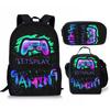 Spielkonsolen-Schülerrucksack D-made Dreiteiliges Paket, Federmäppchen, Bedruckter Rucksack, Rucksack