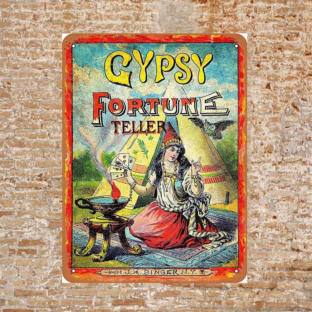 

Gypsy Fortune Teller Tin Sign Wall Decor for Indoor OutdoorAluminum 20x30cm（7.8x11.8inch）
