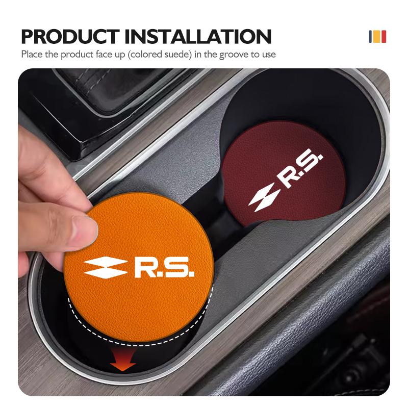 Suede Car Coaster Water Cup Holder Anti-Slip Pad Accessories For Renault Dacia RS Megan Scenic Logan Laguna Clio 3 4 Kadjar NN87