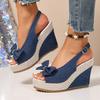 Sandali Zeppa Decorati con Borchie Vintage da Donna Sandali con Plateau e Tacchi Alti Estivi Donna 43 Fibbia alla Caviglia Scarpe da Spiaggia