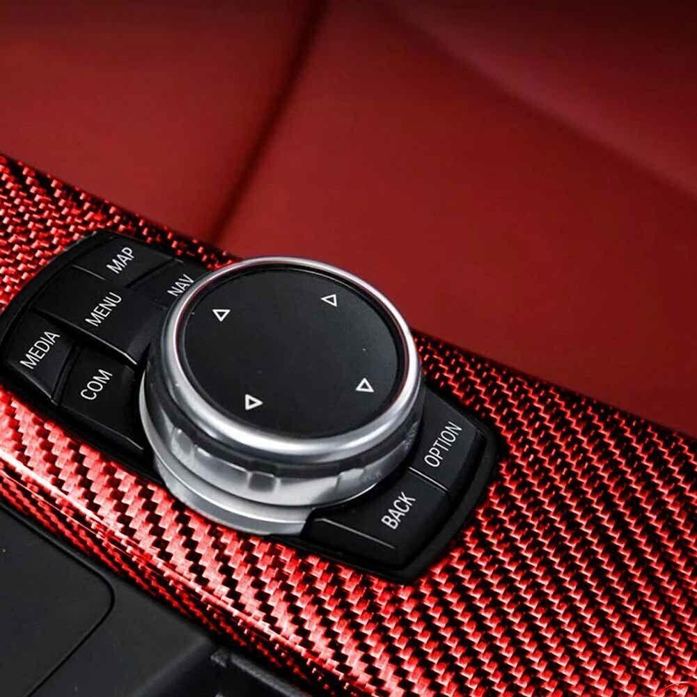 Red Carbon Fiber Central Console Panel Trim For BMW 3 4 Series F30 F34 2013-2019