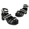 Slingback Högklackade Damskor Lolitas Mary Janes Skor Vår Ankelrem Svart Vit Klackade Bröllopsfestskor Flickor Stor Storlek