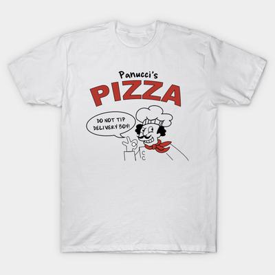 Men Black Print T-shirt Panucci'S Pizza No-Cut Transfer Paper Print Cotton Tshirt