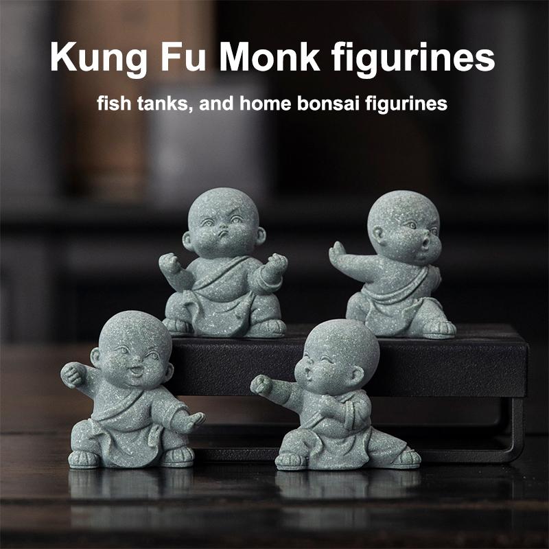 Sošky Buddhy, Miniaturní buddhističtí mniši, Kung-fu mniši, Dekorace zenové zahrady, Meditace, Dekorace domácího akvária
