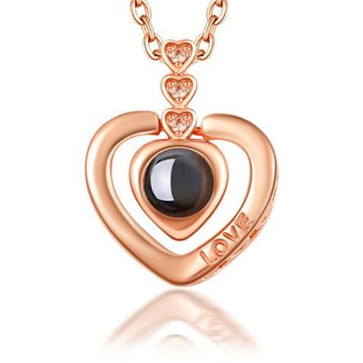Creative 100 Languages I Love You Fashion Pendant, Female Projection Necklace Pendant
