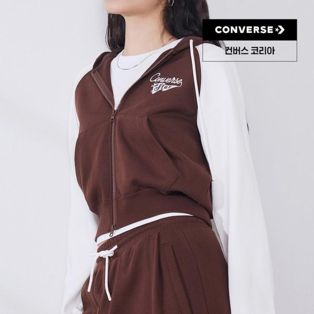ConverSe Women S ReTro Raglan Hooded Zip Crop Long Sleeve T ShirT Wcj448 j9T 90 7190₽