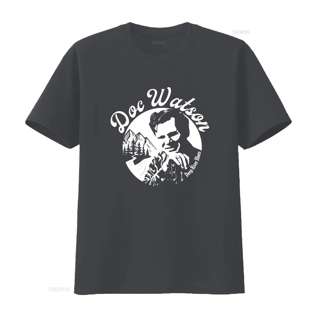 Doc Watson Deep River Blues T Shirt Vintage Style Mountain Landscape Music Tribute vintage Washed Slightly fashion homme