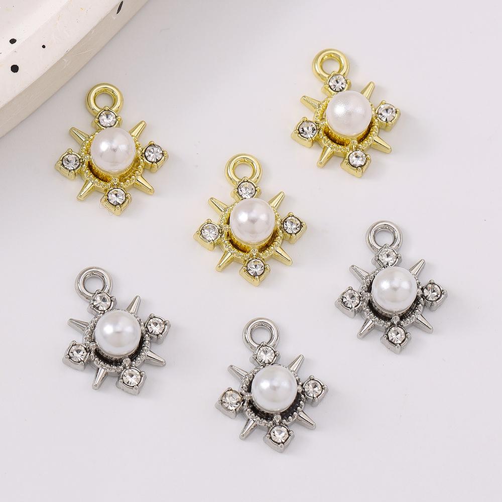 5pcs Elegant Pearl Compass Pendant Charms  for Jewelry Making Necklace Earrings Bracelet DIY Handmade Accessories