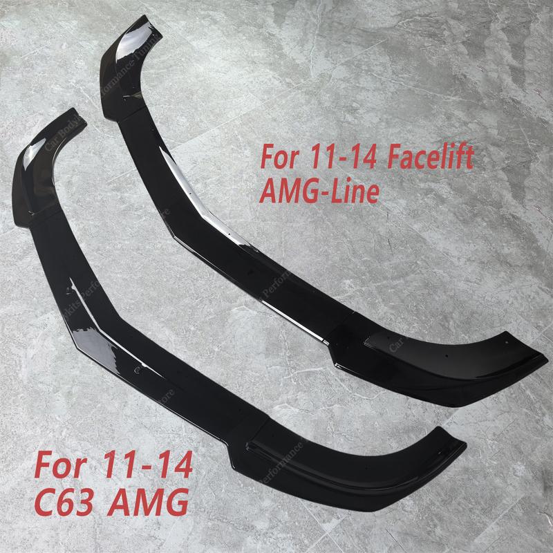 Maxton Style Front Bumper Lip Spoiler Splitter For Mercedes W204 S204 C63 AMG/AMG-line 2011-2014 Facelift Bodykits Tuning
