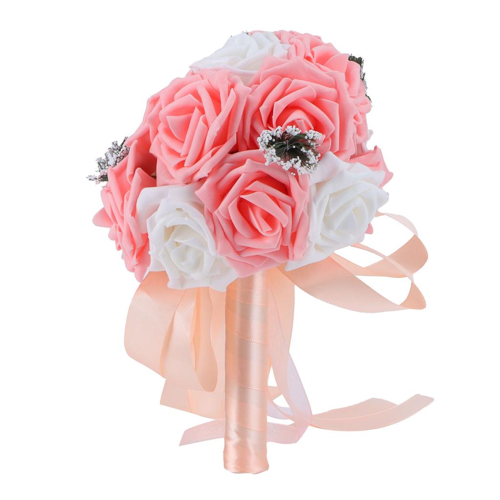Bridal Bouquet PE Artificial Flowers Bunch for Wedding Stage Office Home Decoration
