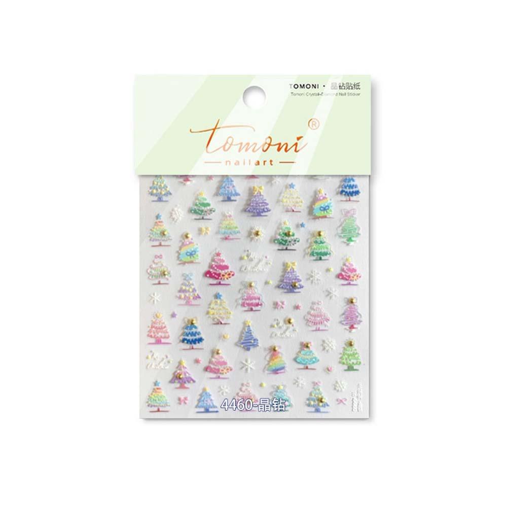 Nail Accessories Christmas Diamond Nail Stickers 5D Diamond Pearl Christmas Tree Christmas Nail Decals Bowknot Snowflake