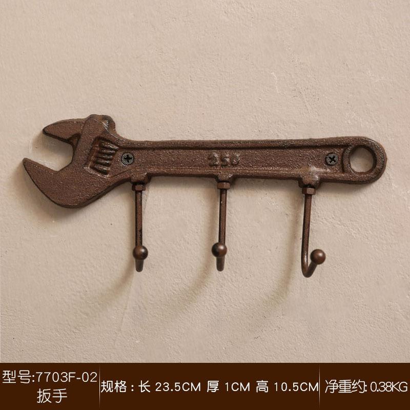 Retro Cast Iron Tool Hook Industrial Style Hammer Wrench Hook Nostalgic Decorative Wall Hanging Hook Craft Iron Art