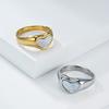 Ins European and American Popular Jewelry Titanium Steel Inlaid Shell Love Ring Women's Fashion Temperament Advanced Sense Gold-plated Tail Ring