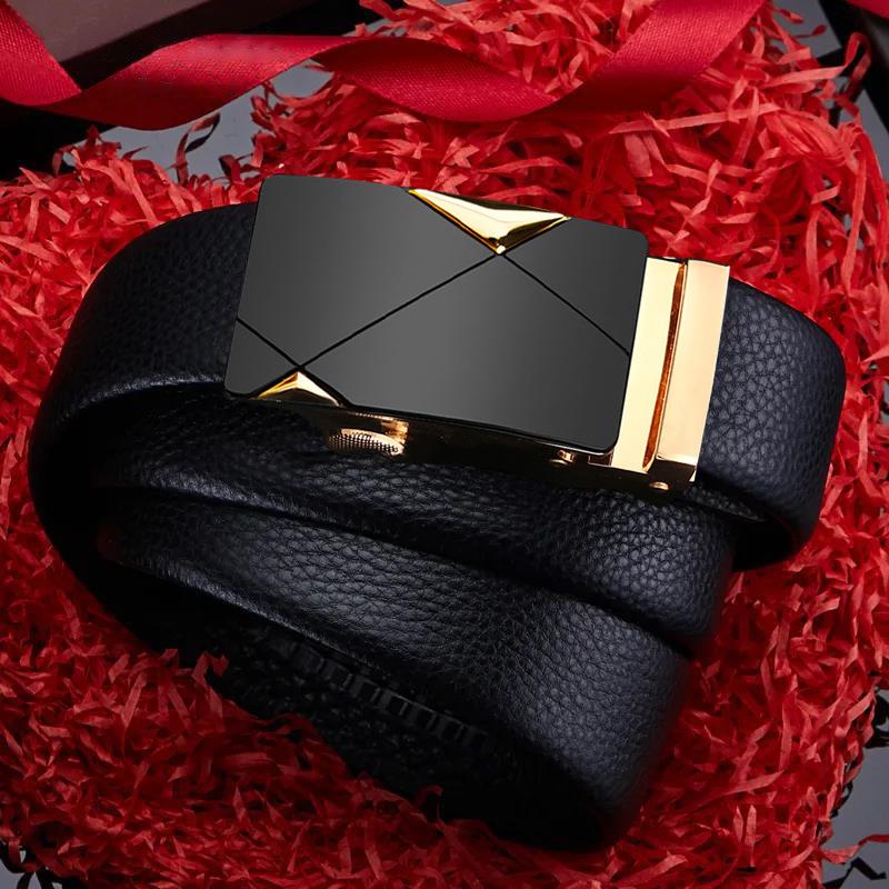 Men'S Belt Leather Automatic Buckle Business Middle-Aged And Young Cowhide Belt Men'S Casual Trendy Belt