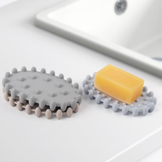 Silicone Soap Dish with Drain Anti-Slip Bottom Self Draining Bar Soap Holder Soap Tray Bathroom Sink Organizer