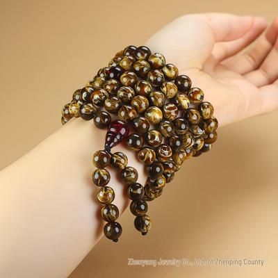 High-Quality Imitation Amber 108 Beads Prayer Bracelet Necklace 10mm