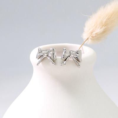 Niche Design Three-dimensional Bow Stud Earrings for Women Small Sweet Temperament Copper Earrings Fashionable and Personalized Earrings