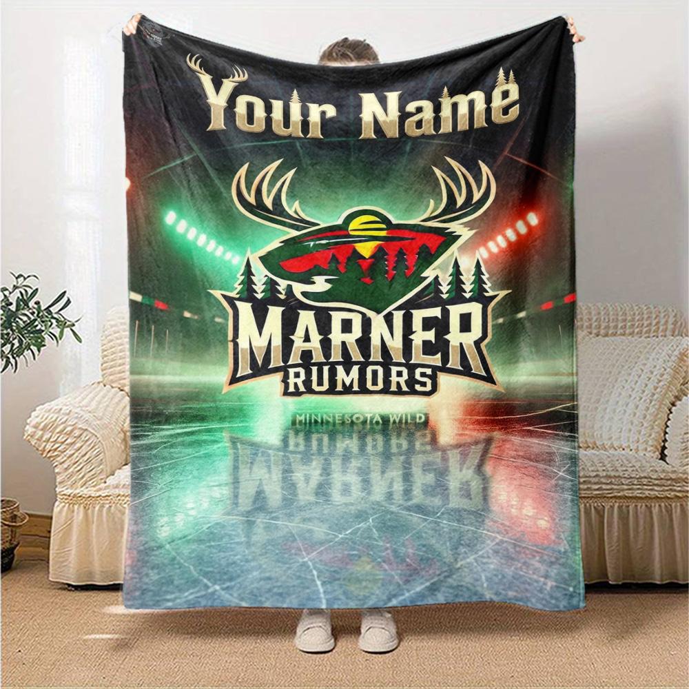 Name Custom Minnesota wild Logo Print Flannel Blanket High Quality Warm Comfortable Cover for All Seasons Perfect for Gifts Home Decor