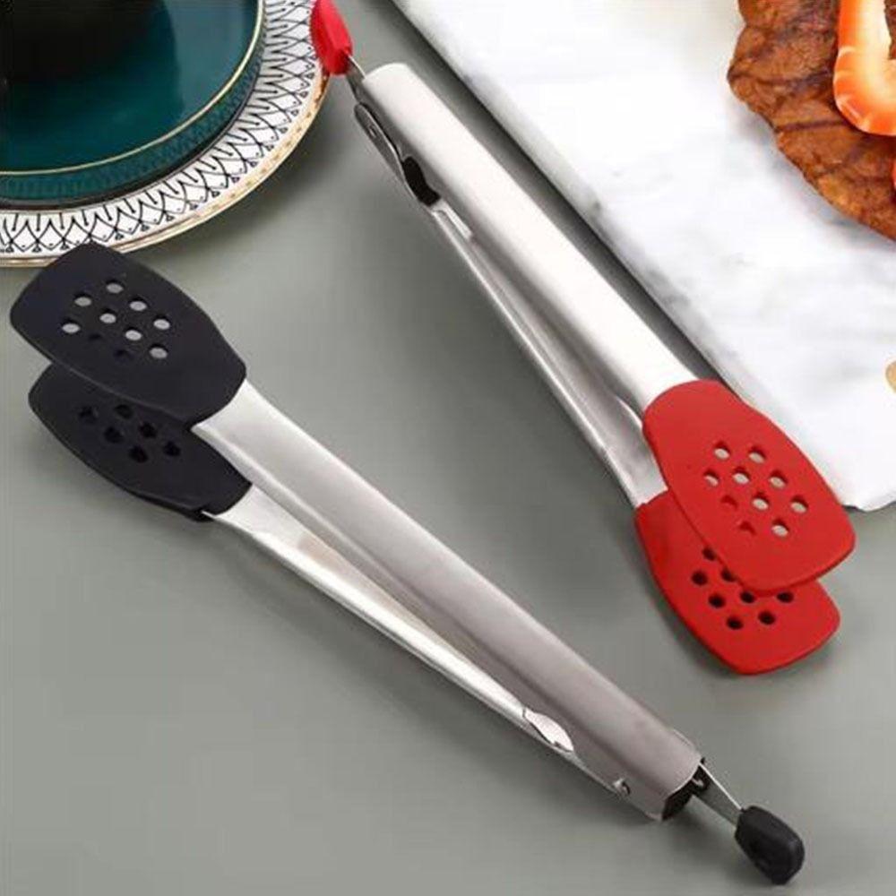 Silicone Head Non-Stick Steak Tongs Anti-Scalding Stainless Steel Tongs  For Home