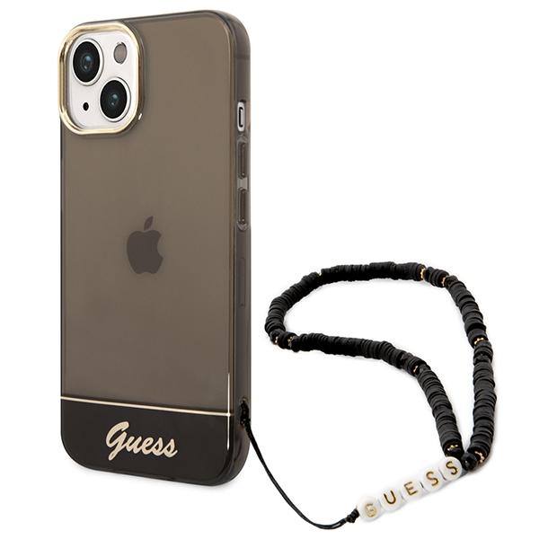 Guess Guhcp14Shgcohk Iphone 14 / 15 / 13 6.1 Czarny/Black Hardcase Translucent Pearl Strap
