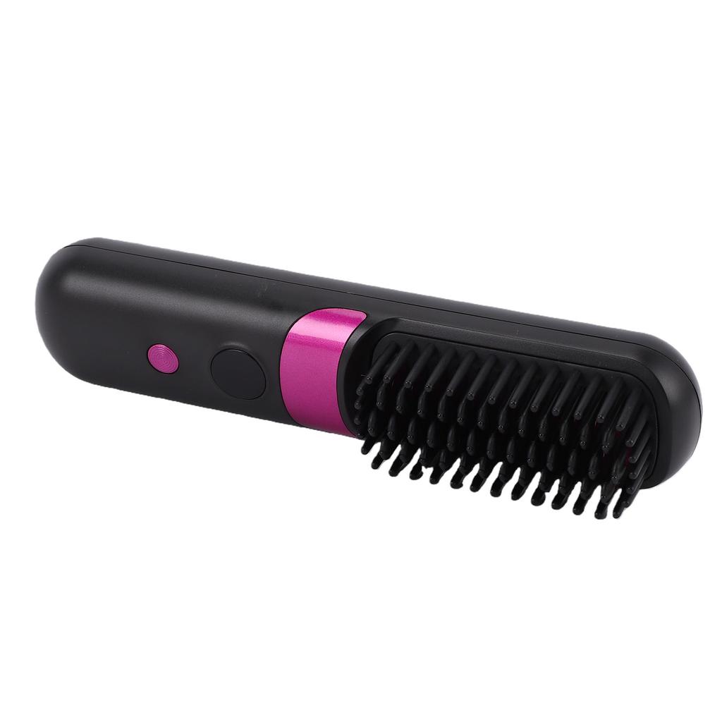 Cordless Hair Straightener Brush Portable Quick Heating Ionic Hot Brush Hair Straightener Black