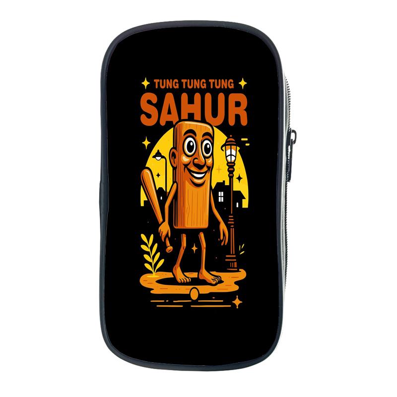 Tung Tung Tung Sahur Pencil Case Italian Brainrot Kids Pencil Bag Nylon Bombardiro Crocodilo Children School Supplies Stationery