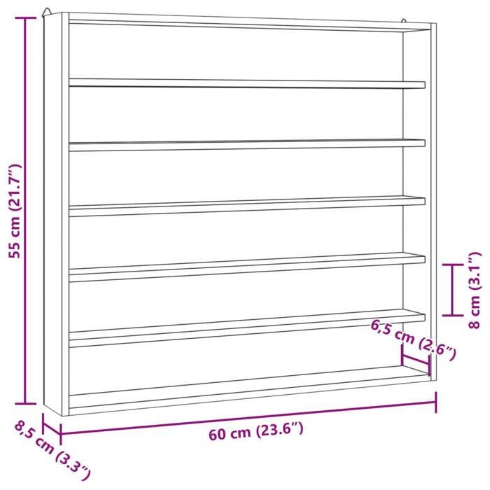 VidaXL Vitrine de collection en bois avec 6 étagères 60x8,5x55 cm 4017382